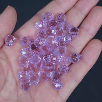 40PCS Purple Faceted Teardrop Glass Beads, 8x10mm for Jewelry Making