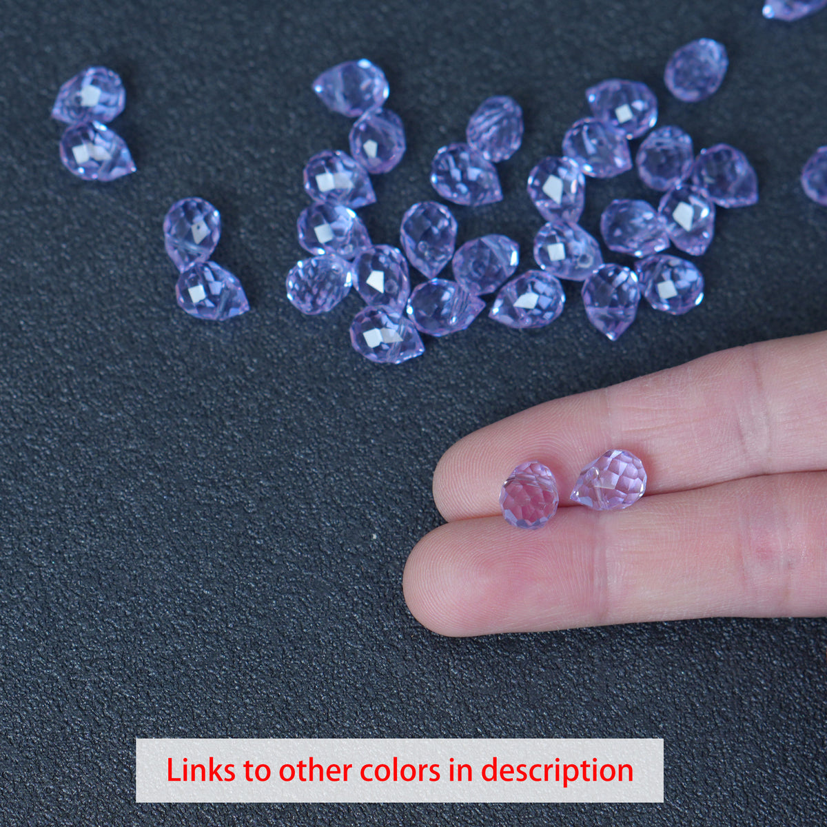 40PCS Purple Faceted Teardrop Glass Beads, 8x10mm for Jewelry Making