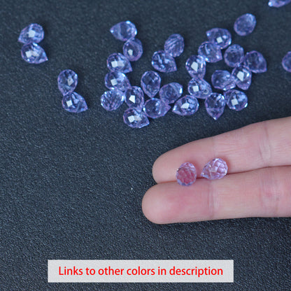 40PCS Purple Faceted Teardrop Glass Beads, 8x10mm for Jewelry Making