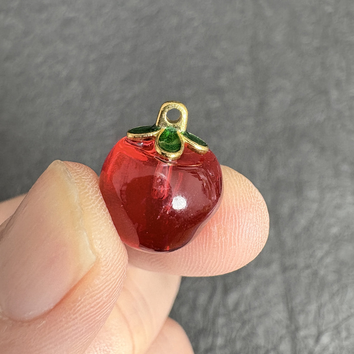 10PCS Red  Glass Apple Pendants, Fruit Bead Charm for DIY Jewelry Making