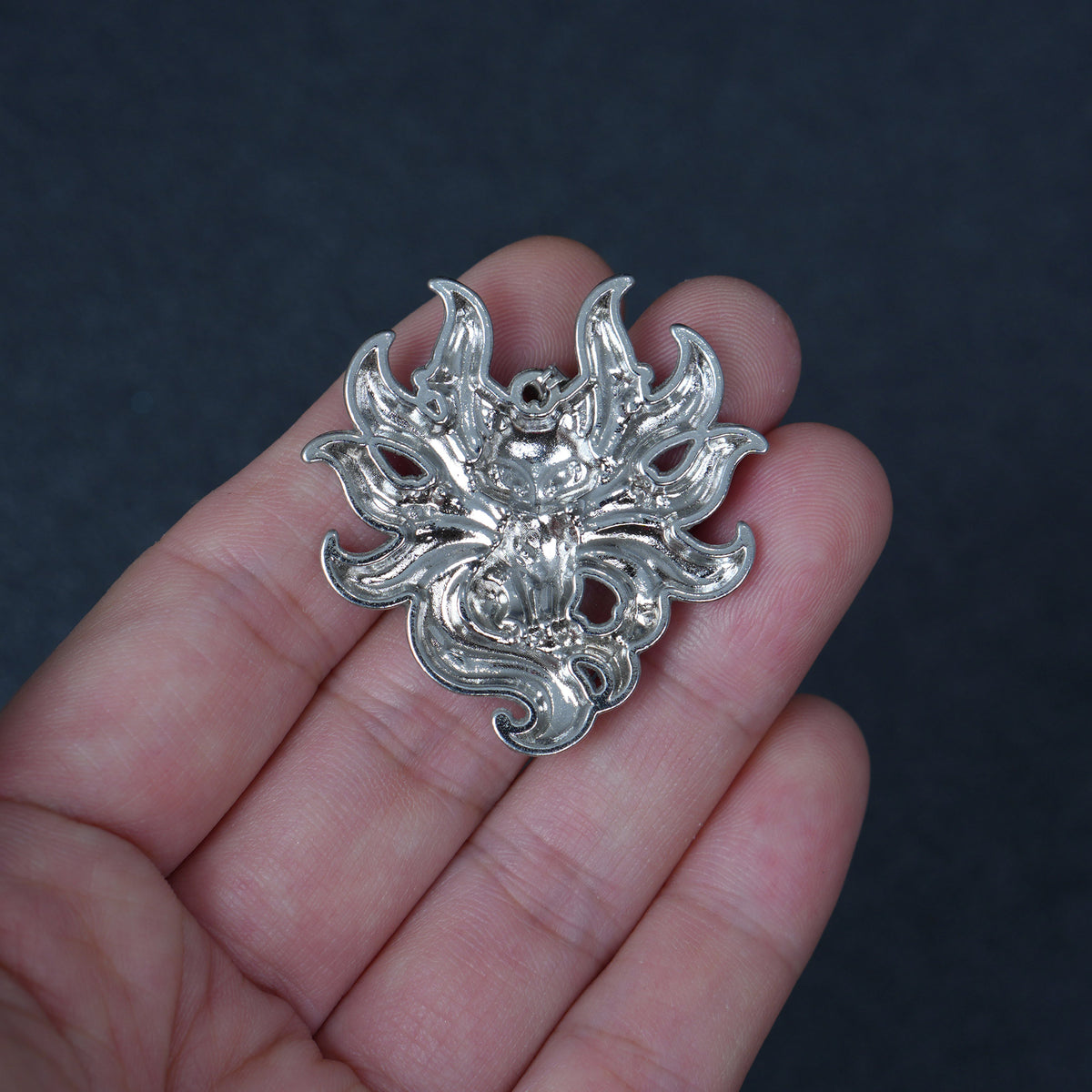 Red Nine Tailed Fox Enamel Charm，Kitsune pendant