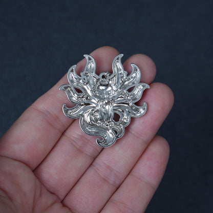 Red Nine Tailed Fox Enamel Charm，Kitsune pendant
