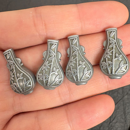 4PCS Antique Silver Bamboo Vase Beads, Vintage Bottle Spacer Beads for Jewelry Making