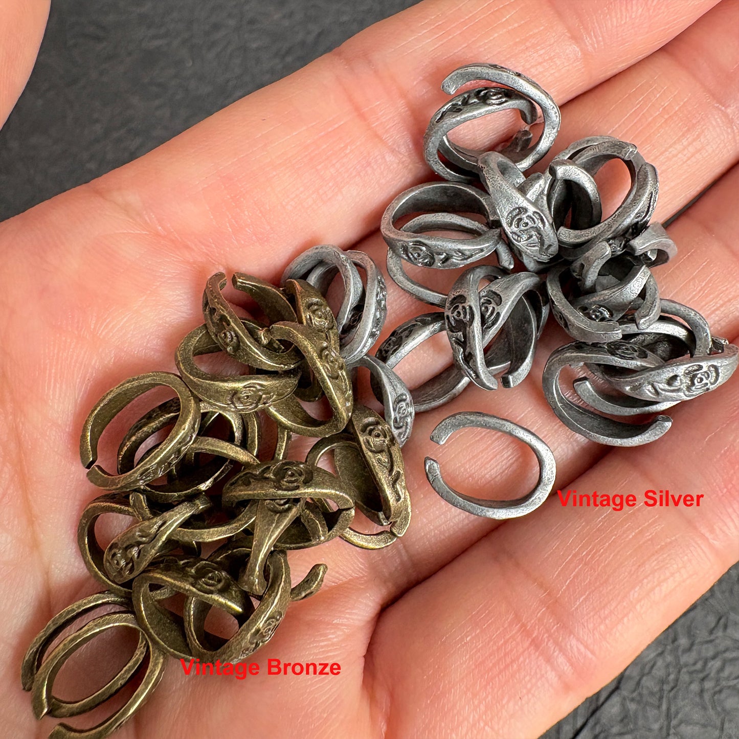 40PCS Antique Silver & Bronze Oval Rose Jump Rings, Donut Bead Chain Making Findings