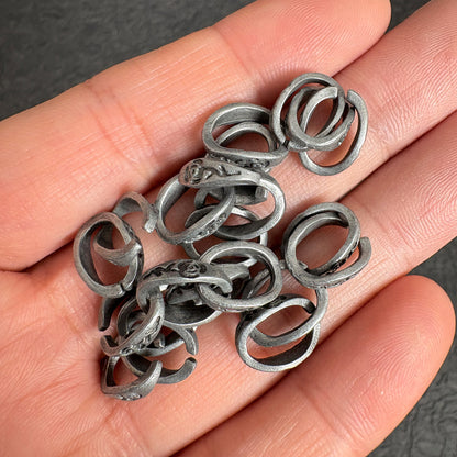 40PCS Antique Silver & Bronze Oval Rose Jump Rings, Donut Bead Chain Making Findings