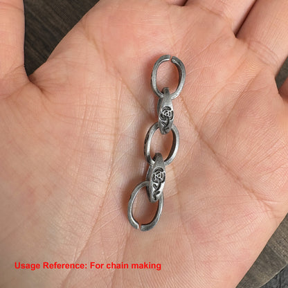 40PCS Antique Silver & Bronze Oval Rose Jump Rings, Donut Bead Chain Making Findings