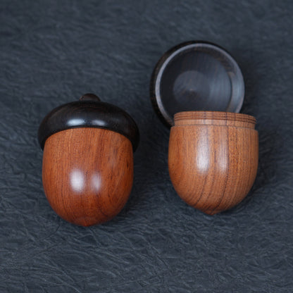 Rosewood Acorn Pinecone Box Charm, Wooden DIY Finding, Keepsake Trinket Container,6.2*4.4cm