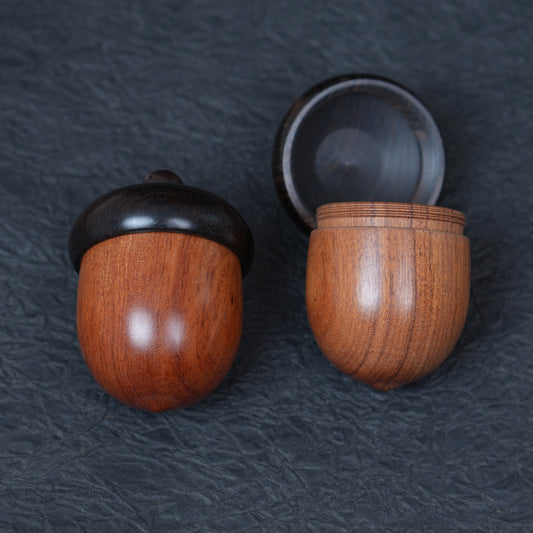 Rosewood Acorn Pinecone Box Charm, Wooden DIY Finding, Keepsake Trinket Container,6.2*4.4cm