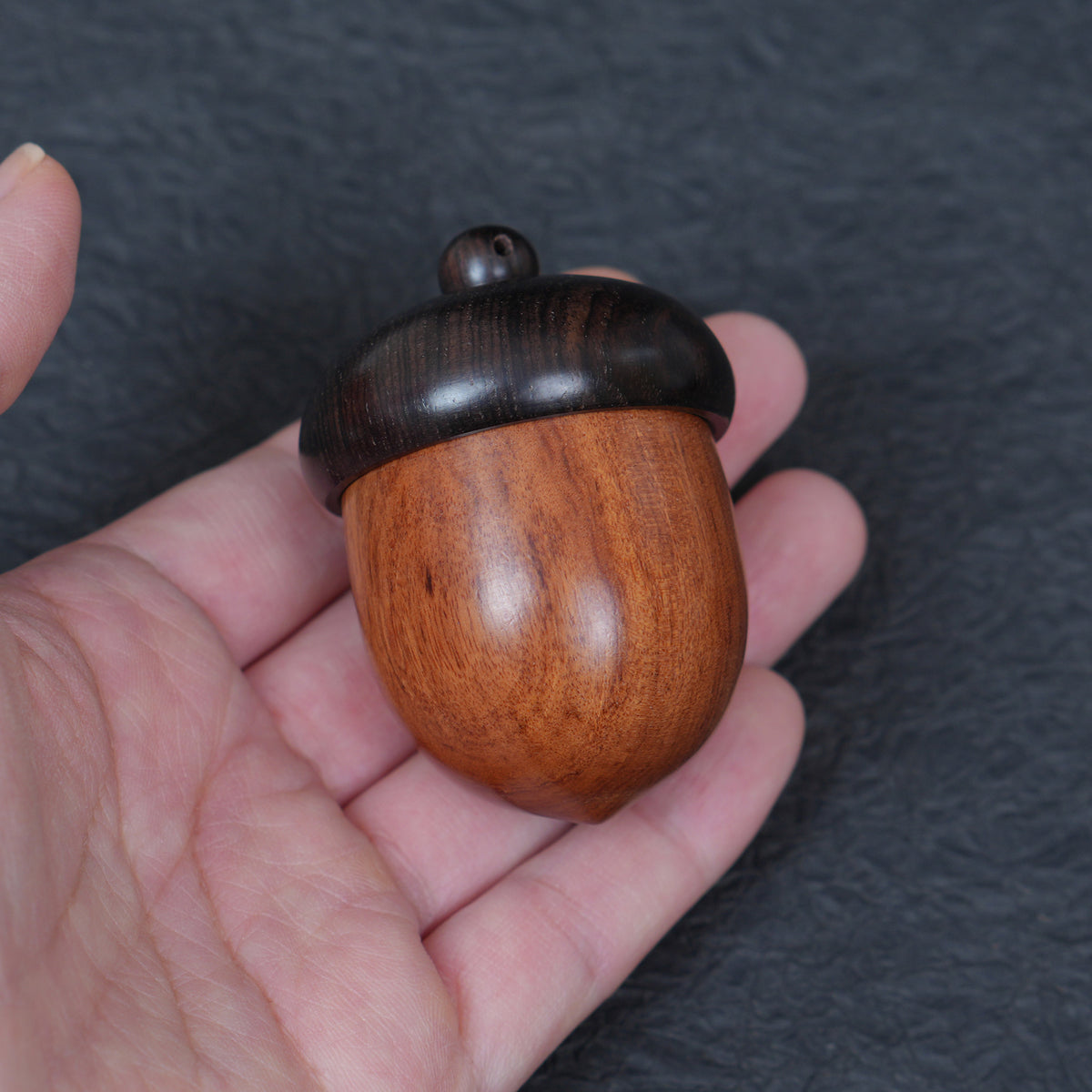 Rosewood Acorn Pinecone Box Charm, Wooden DIY Finding, Keepsake Trinket Container,6.2*4.4cm