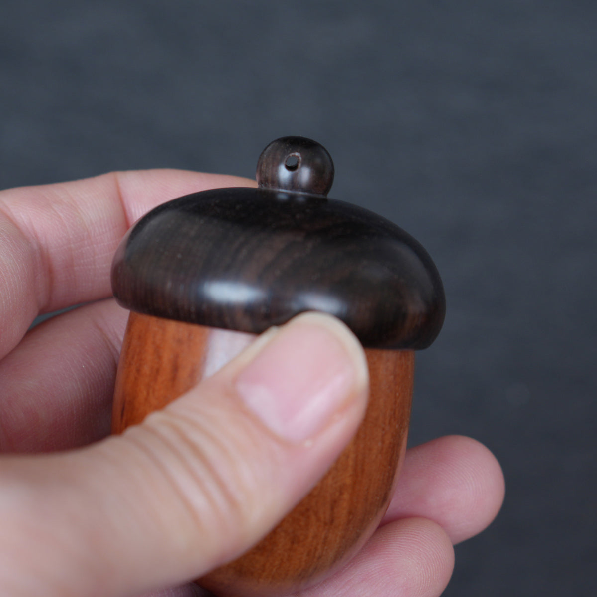Rosewood Acorn Pinecone Box Charm, Wooden DIY Finding, Keepsake Trinket Container,6.2*4.4cm