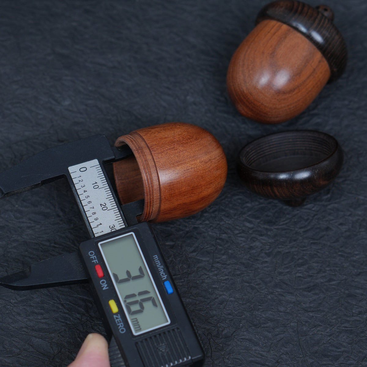 Rosewood Acorn Pinecone Box Charm, Wooden DIY Finding, Keepsake Trinket Container,6.2*4.4cm