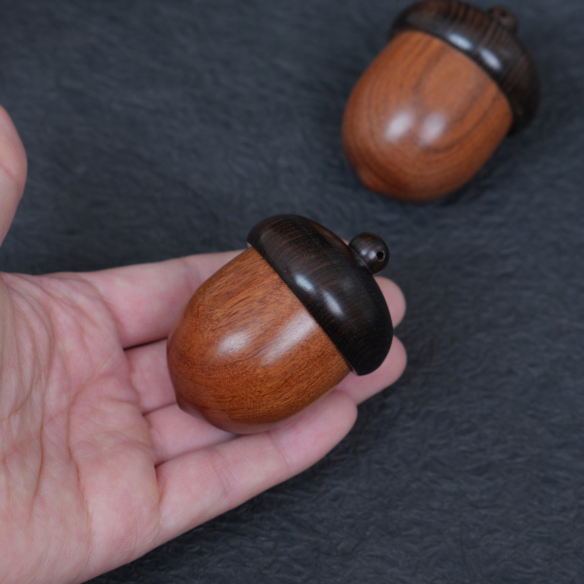 Rosewood Acorn Pinecone Box Charm, Wooden DIY Finding, Keepsake Trinket Container,6.2*4.4cm