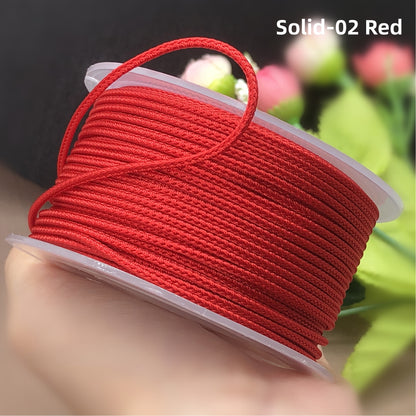 2mm Lucky Knot Braided Cord for Jade Pendant, Adjustable Necklace/Bracelet String, Single or Dual Color, DIY Jewelry Supplies (12m/Roll)