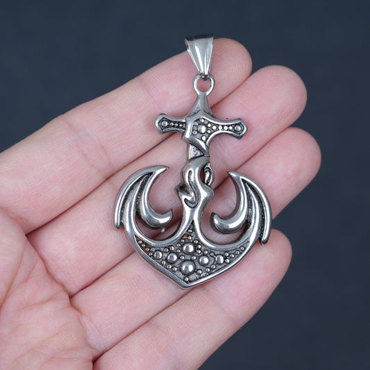 Stainless Steel Anchor Pendant, Vintage Nautical Ship Anchor Charm, Gothic Pirate Jewelry Supply