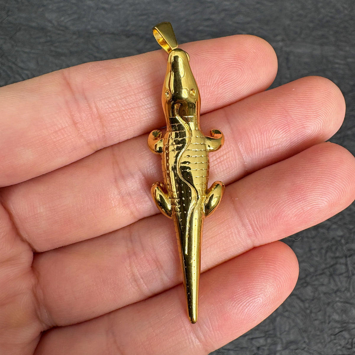 Stainless Steel Crocodile Charm, Vacuum Plated DIY Jewelry Making Pendant