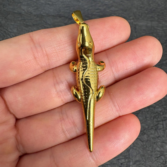 Stainless Steel Crocodile Charm, Vacuum Plated DIY Jewelry Making Pendant