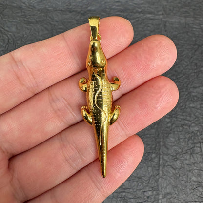 Stainless Steel Crocodile Charm, Vacuum Plated DIY Jewelry Making Pendant