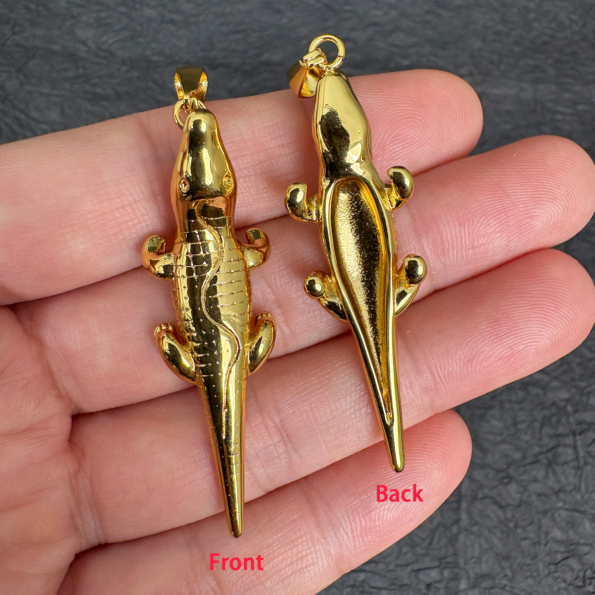 Stainless Steel Crocodile Charm, Vacuum Plated DIY Jewelry Making Pendant