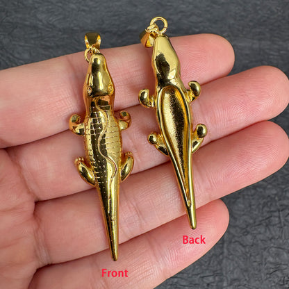 Stainless Steel Crocodile Charm, Vacuum Plated DIY Jewelry Making Pendant