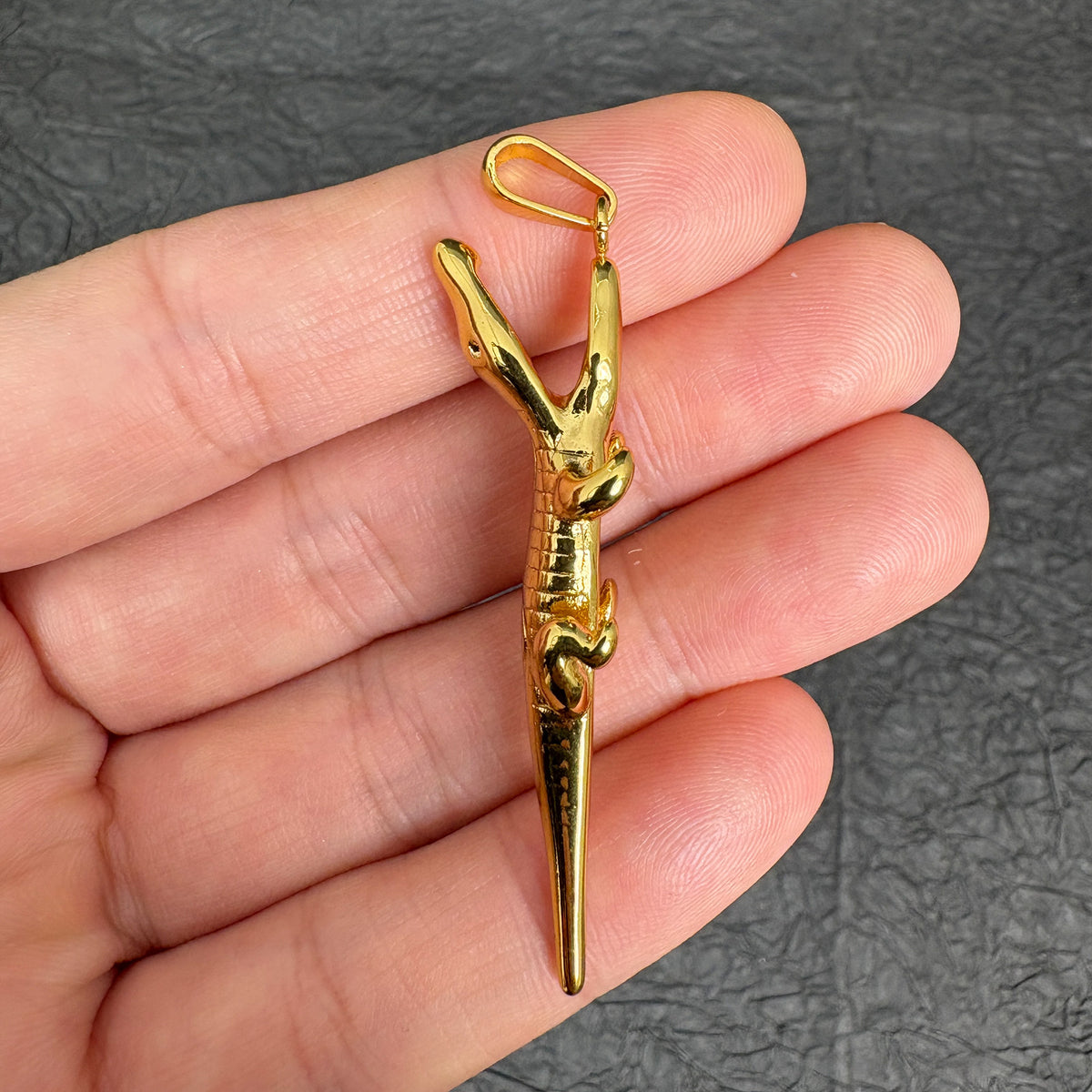 Stainless Steel Crocodile Charm, Vacuum Plated DIY Jewelry Making Pendant