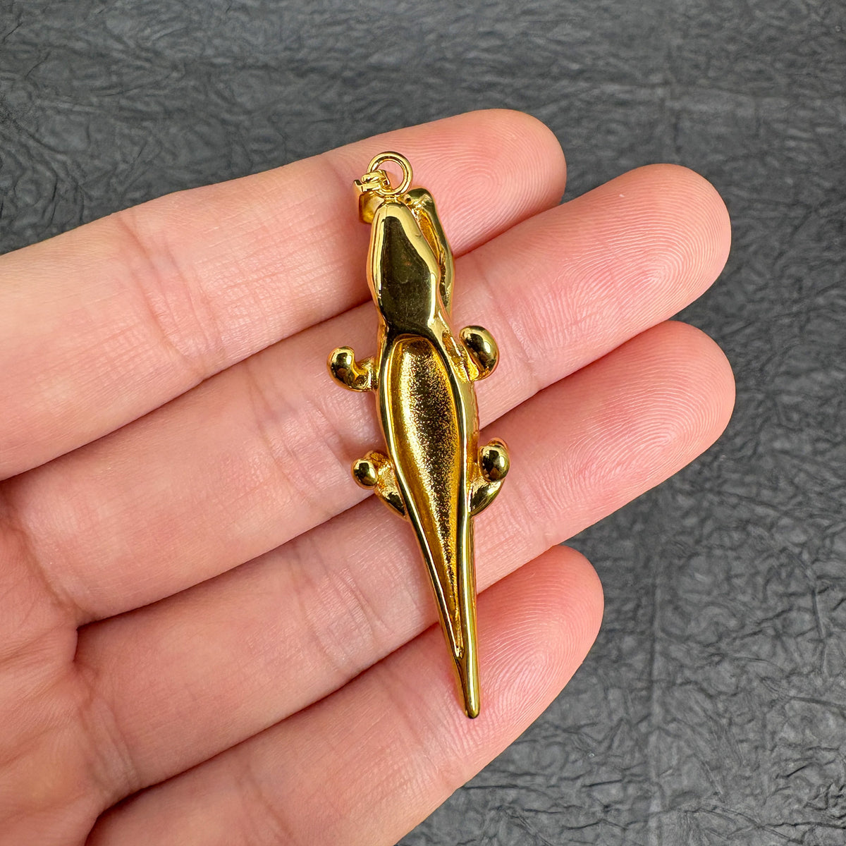Stainless Steel Crocodile Charm, Vacuum Plated DIY Jewelry Making Pendant