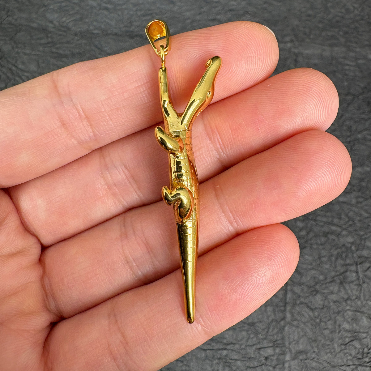 Stainless Steel Crocodile Charm, Vacuum Plated DIY Jewelry Making Pendant
