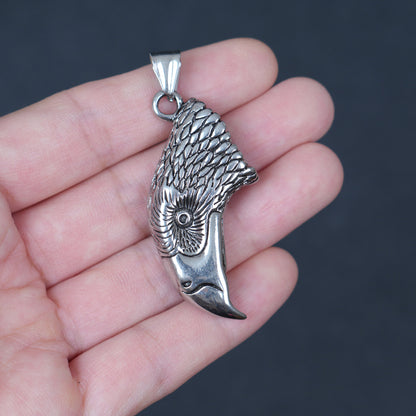 Stainless Steel Eagle Head Pendant, Antiqued Hawk Charm, Gothic Bird Jewelry Supply