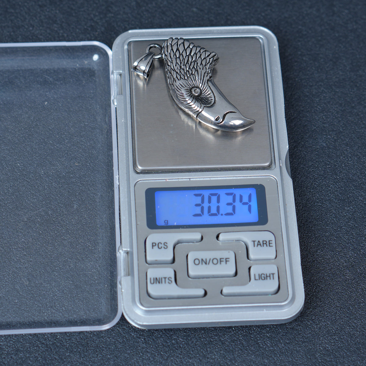 Stainless Steel Eagle Head Pendant, Antiqued Hawk Charm, Gothic Bird Jewelry Supply