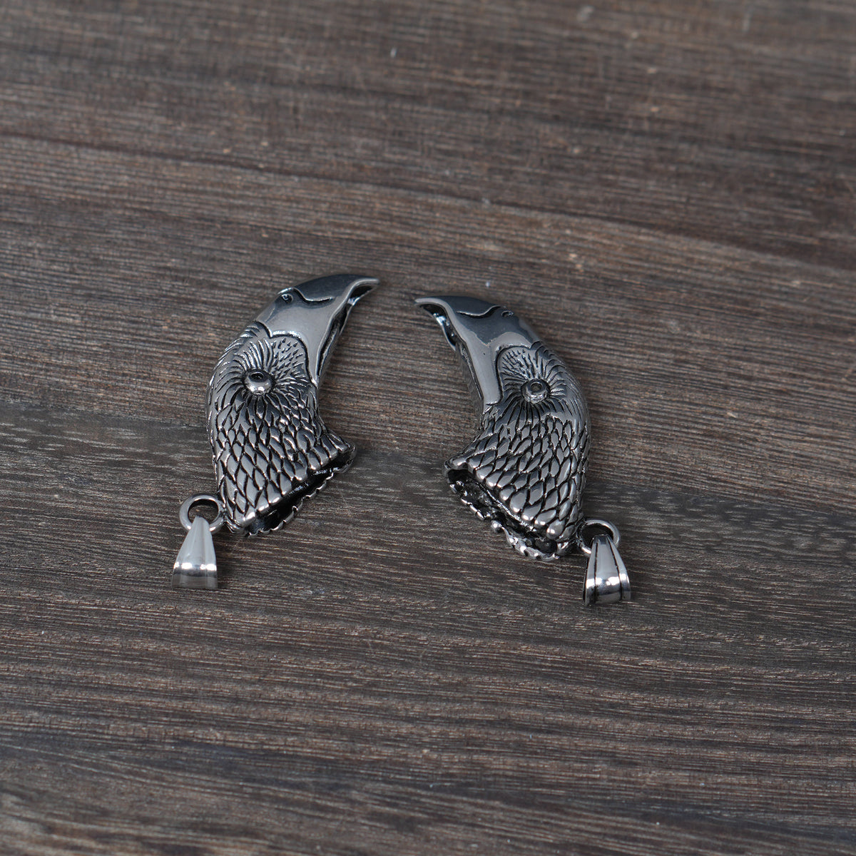 Stainless Steel Eagle Head Pendant, Antiqued Hawk Charm, Gothic Bird Jewelry Supply