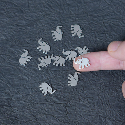 10PCS Stainless Steel Elephant Charms, Small Metal Animal Pendants for DIY Jewelry Making