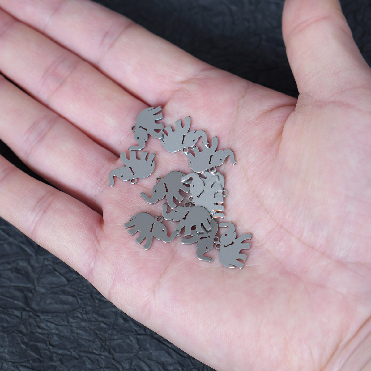 10PCS Stainless Steel Elephant Charms, Small Metal Animal Pendants for DIY Jewelry Making