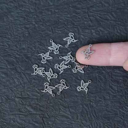 10PCS 12x11mm Stainless Steel Hollow Hummingbird Charms, Bird Pendant for Handmade Jewelry Making