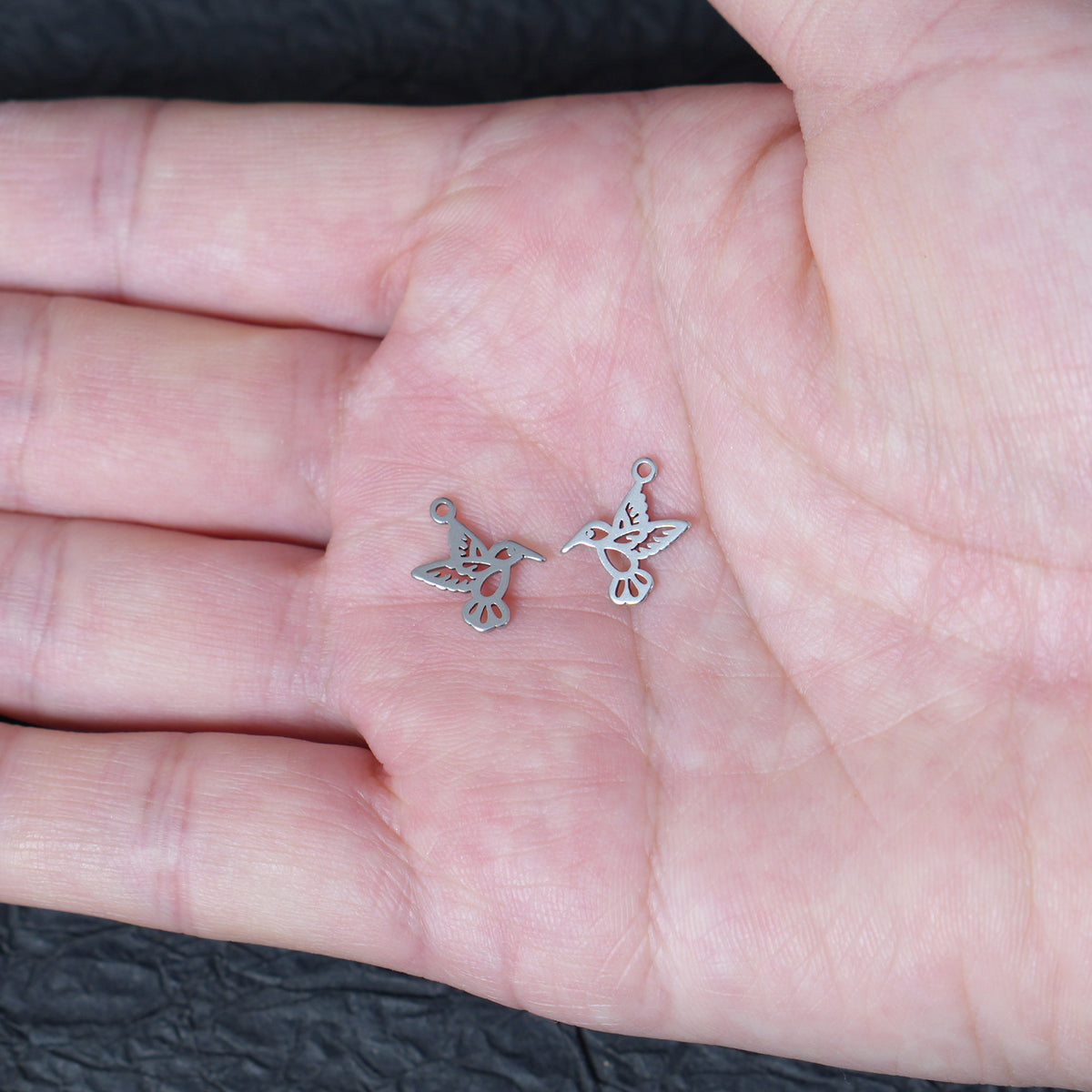 10PCS 12x11mm Stainless Steel Hollow Hummingbird Charms, Bird Pendant for Handmade Jewelry Making