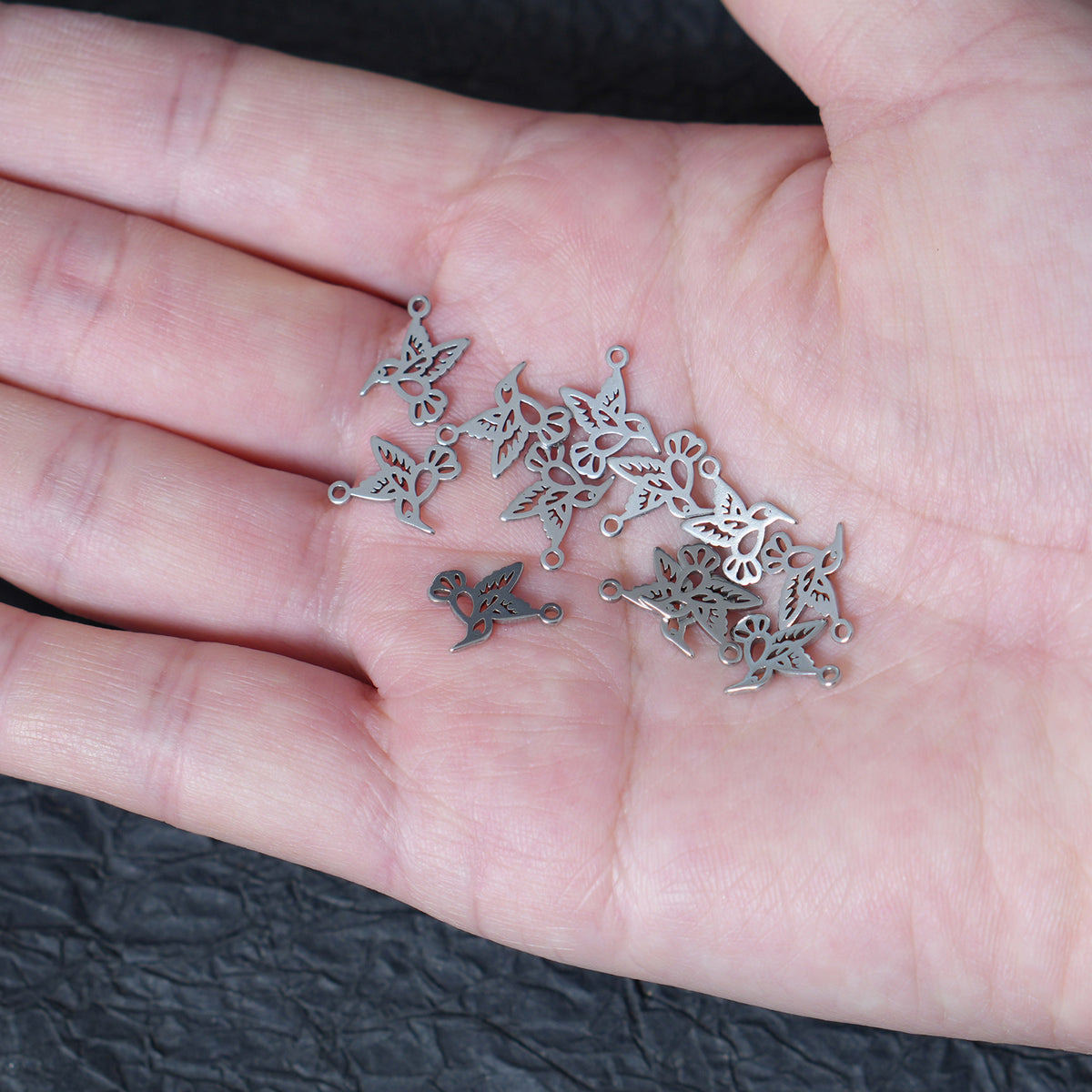 10PCS 12x11mm Stainless Steel Hollow Hummingbird Charms, Bird Pendant for Handmade Jewelry Making