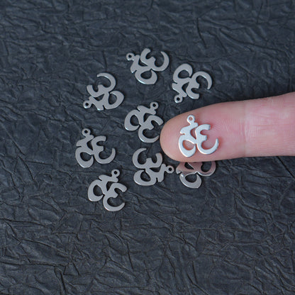 10PCS Stainless Steel Om Symbol Charms, Yoga Spiritual Metal Pendants for DIY Jewelry Making