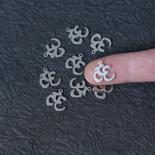 10PCS Stainless Steel Om Symbol Charms, Yoga Spiritual Metal Pendants for DIY Jewelry Making