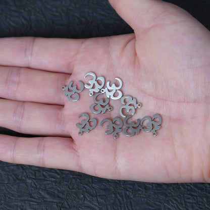 10PCS Stainless Steel Om Symbol Charms, Yoga Spiritual Metal Pendants for DIY Jewelry Making