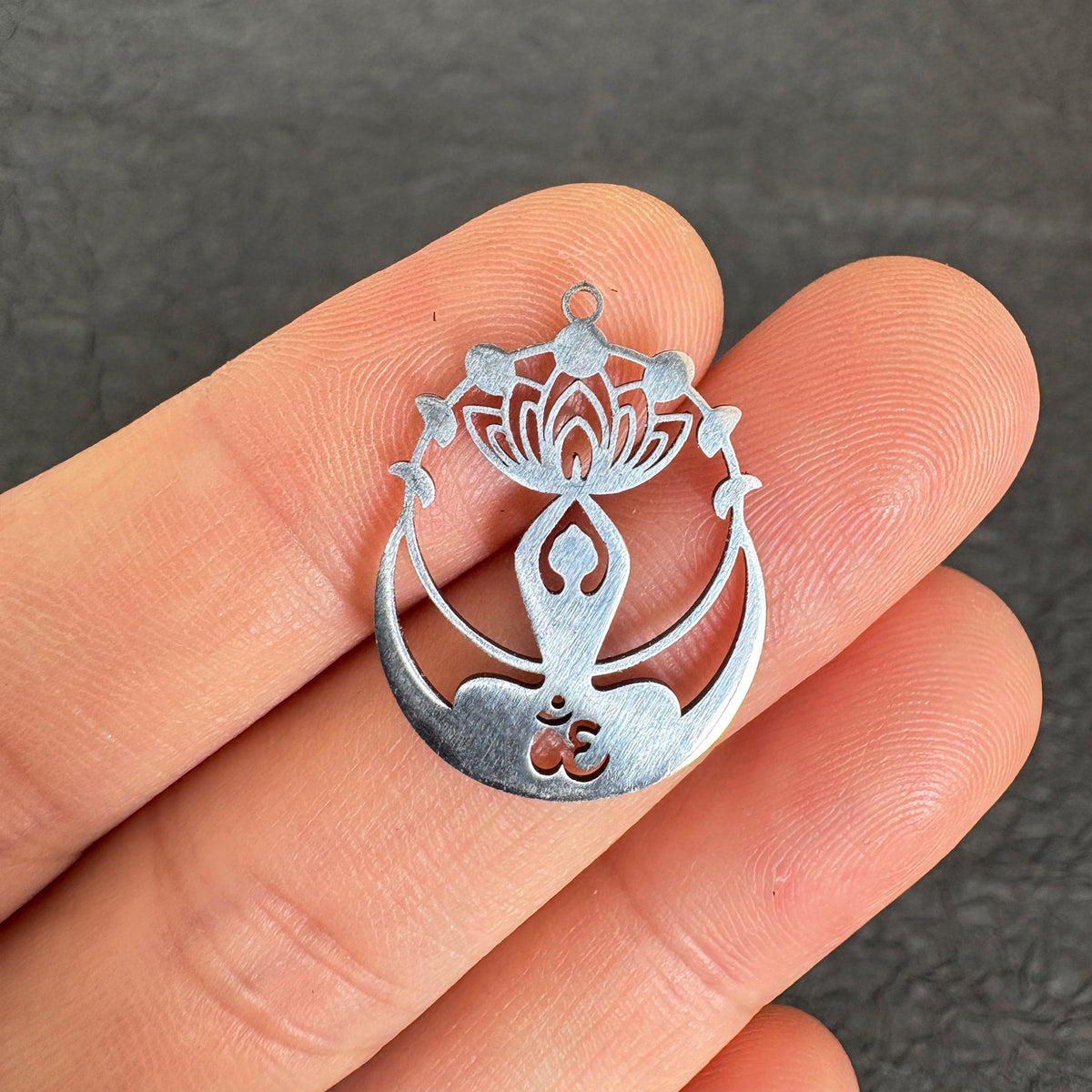 Stainless Steel Om Symbol Yoga Goddess Cutout Lotus Pendant,Spiritual DIY Earring Supply