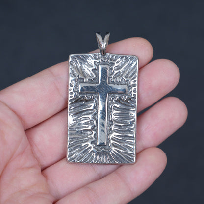 Stainless Steel Santa Muerte Pendant, Skull Cross Dog Tag Charm, Gothic Reversible Jewelry Supply