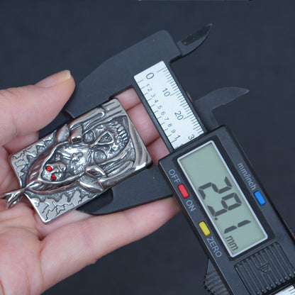 Stainless Steel Santa Muerte Pendant, Skull Cross Dog Tag Charm, Gothic Reversible Jewelry Supply