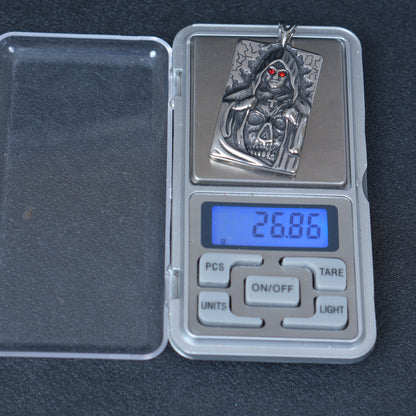 Stainless Steel Santa Muerte Pendant, Skull Cross Dog Tag Charm, Gothic Reversible Jewelry Supply