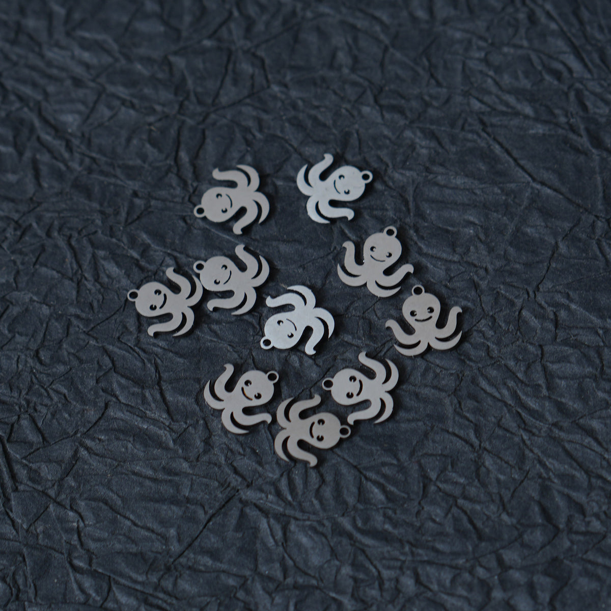 10PCS Smiley Octopus Stainless Steel Charm, Tiny Ocean Animal Pendant, DIY Jewelry Making Finding