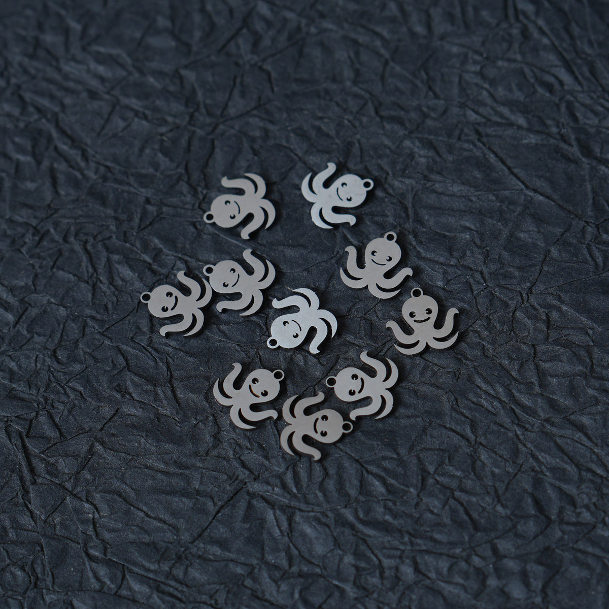 10PCS Smiley Octopus Stainless Steel Charm, Tiny Ocean Animal Pendant, DIY Jewelry Making Finding
