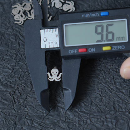 10PCS Smiley Octopus Stainless Steel Charm, Tiny Ocean Animal Pendant, DIY Jewelry Making Finding