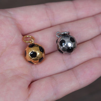 Stainless Steel Soccer Ball Charm, Football Pendant, Sport Jewelry Making Supply，13mm