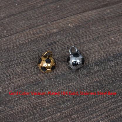 Stainless Steel Soccer Ball Charm, Football Pendant, Sport Jewelry Making Supply，13mm