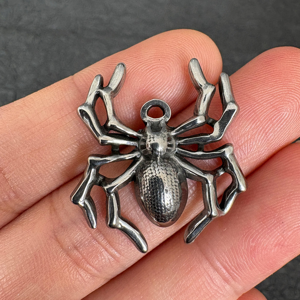 Stainless Steel Spider Charm, Gothic DIY Jewelry Pendant