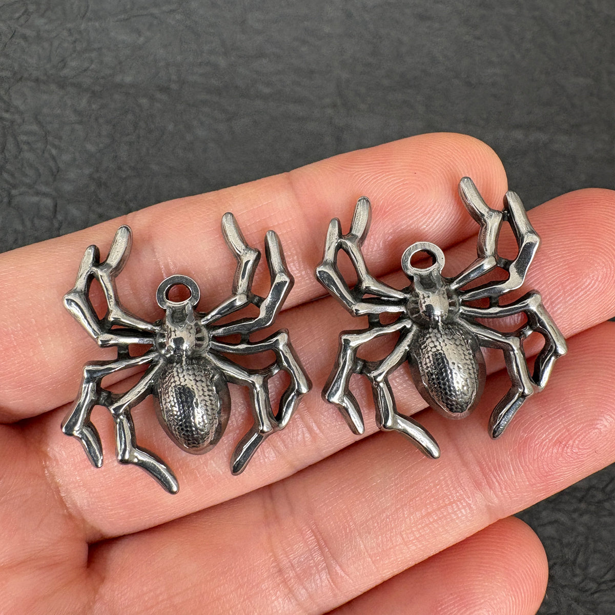 Stainless Steel Spider Charm, Gothic DIY Jewelry Pendant