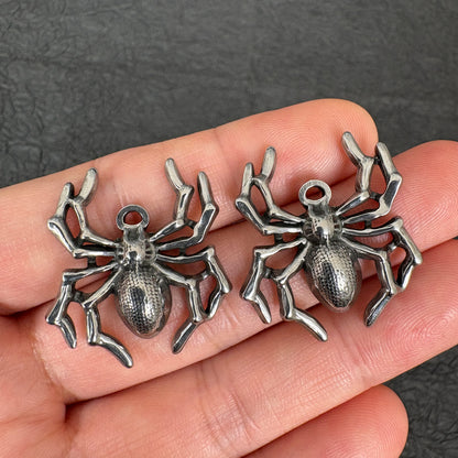 Stainless Steel Spider Charm, Gothic DIY Jewelry Pendant