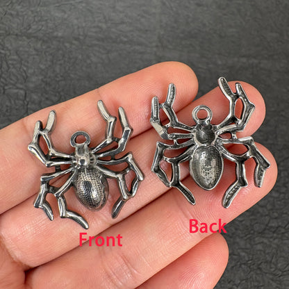Stainless Steel Spider Charm, Gothic DIY Jewelry Pendant